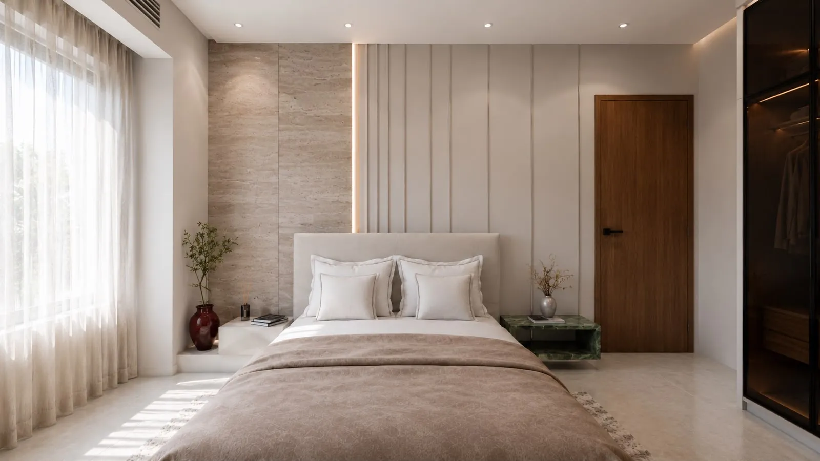 Serene master bedroom designed by Studio Aayam